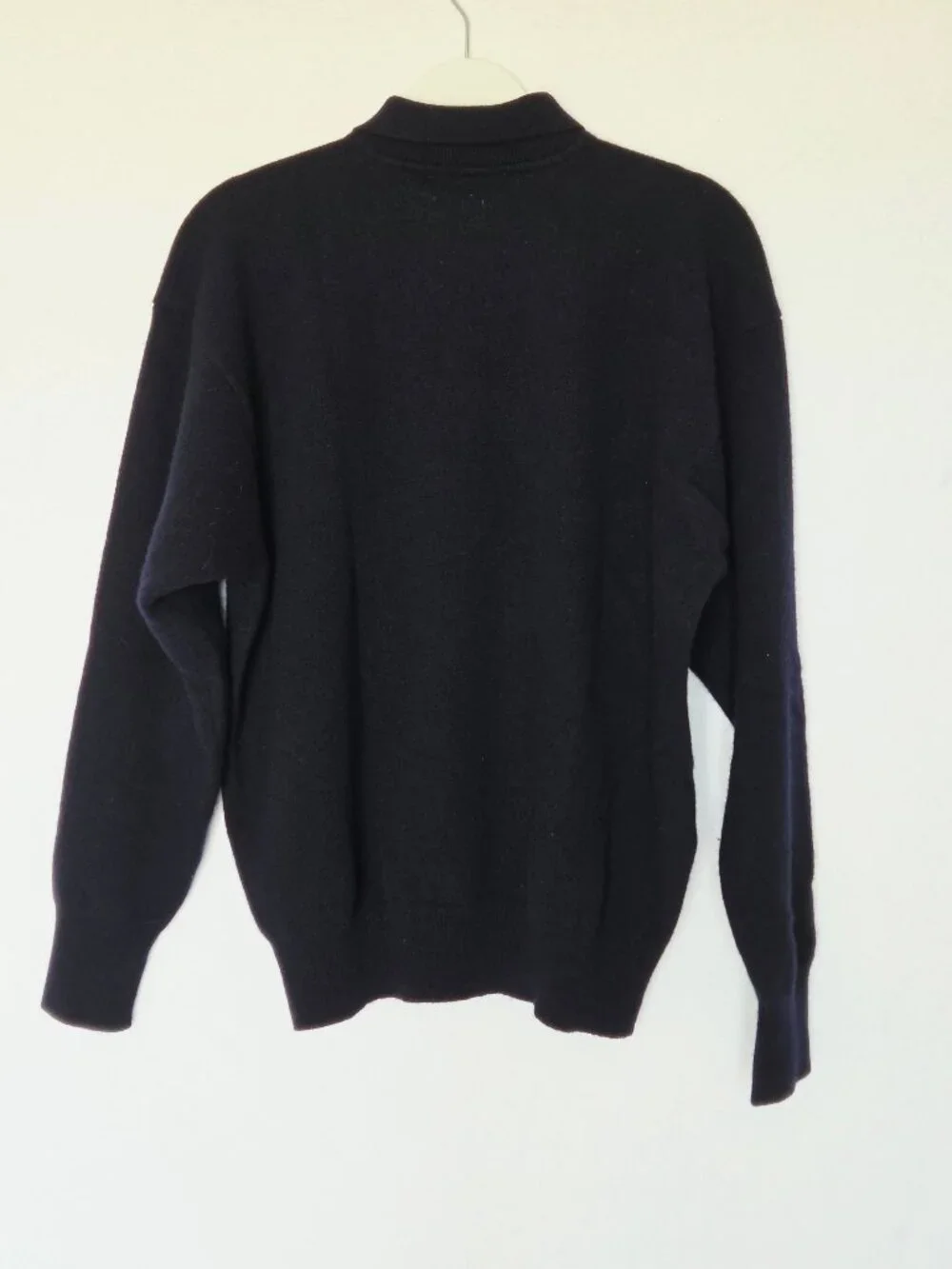 Vintage'90s Polo Ralph Lauren Pony 100% Lambswool Soft Polo-Sweater Navy Blue
